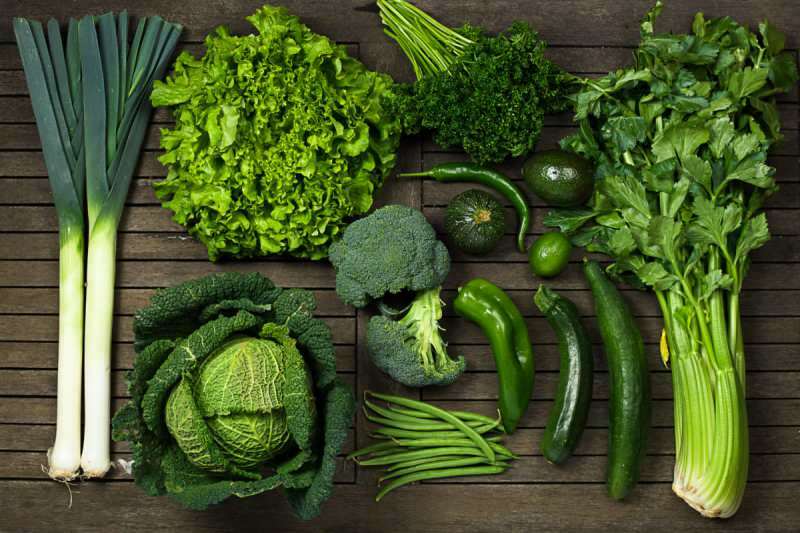Yeşil rengi sebzeler ve sağlığı simgeliyor