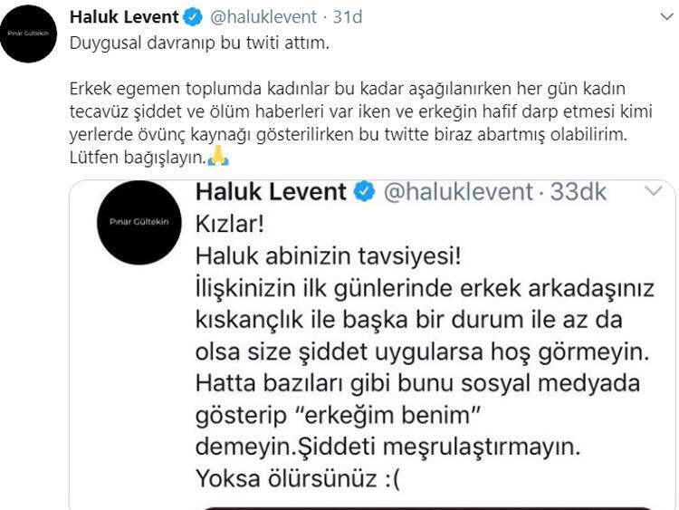 Haluk Levent Pınar Gültekin'in cinayeti sonrası yaptığı paylaşım sonrası tepki topladı!