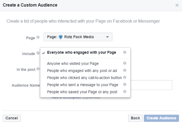 Facebook sayfanızla etkileşim kuran kişilere göre özel kitleler oluşturun.