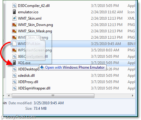 WM70Full.bin dosyasını XDE.exe ile açın