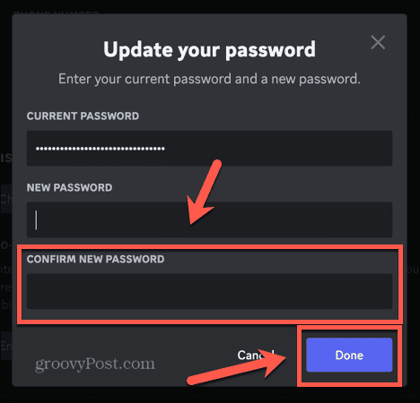discord yeni şifreyi onayla