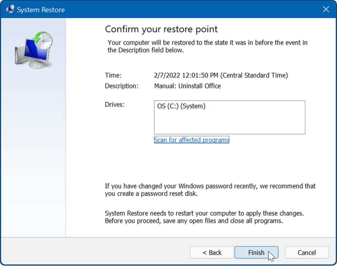 Windows 11'de Geri Yükleme Noktası Oluşturun