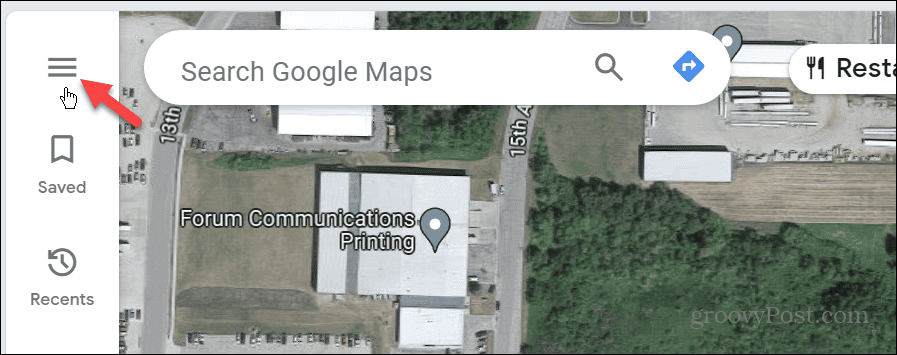 menü düğmesi google haritalar