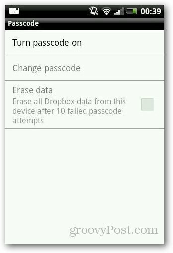 Android'de Dropbox Şifre Koruması