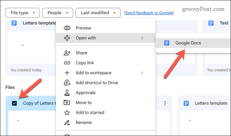 Google Dokümanlar'da bir Google Drive dosyası açma