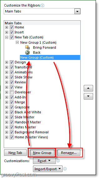 Office 2010 şeridindeki sekmeleri ve grupları yeniden adlandırma