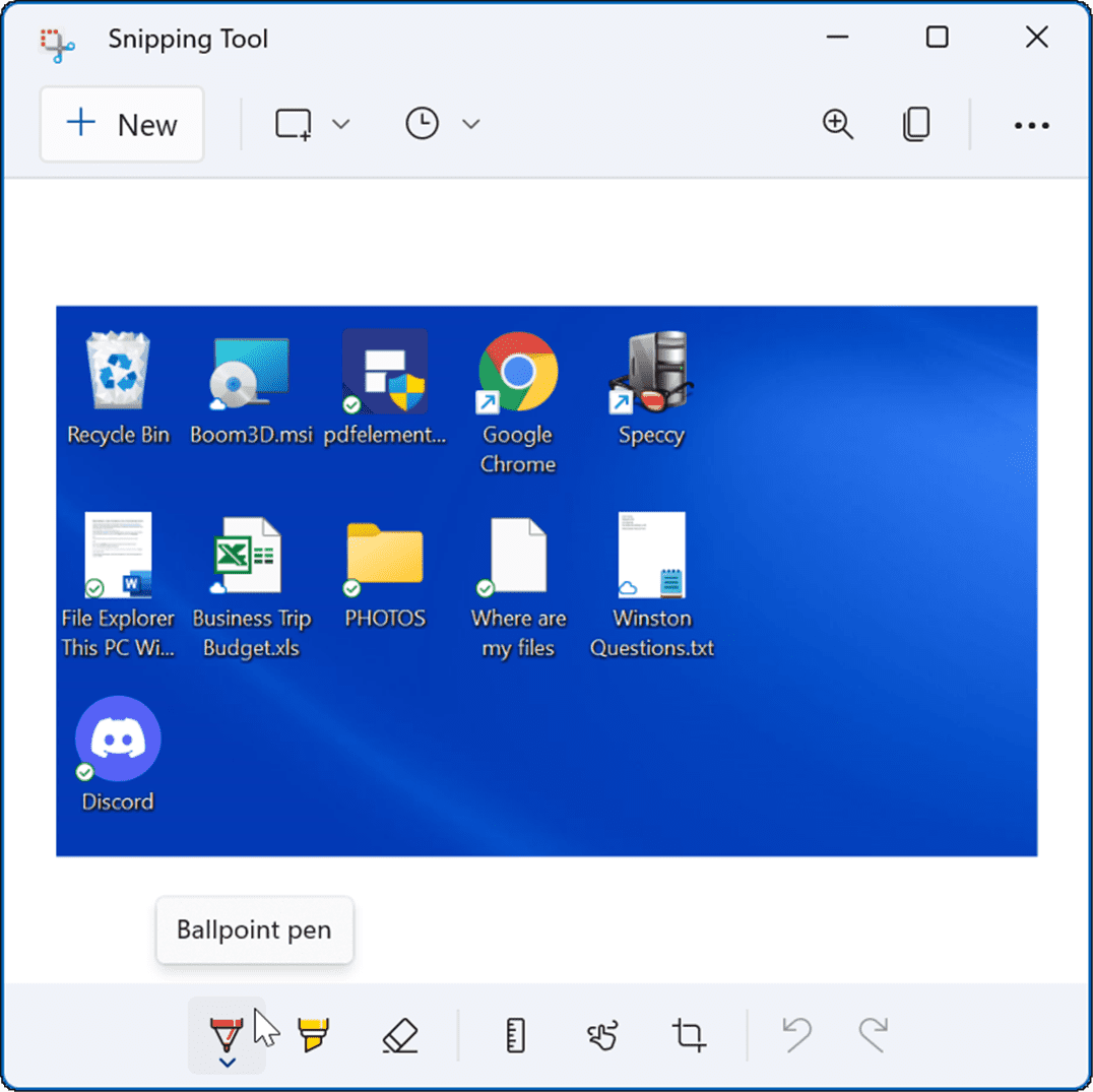 ekran görüntüsünü düzenleme veya açıklama ekleme Windows Ekran Alıntısı Aracı