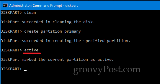 DiskPart Windows 10 komut satırı