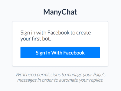 Facebook hesabınızla ManyChat'te oturum açın.