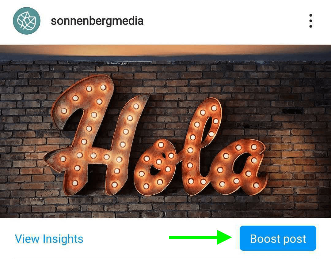 Instagram gönderisindeki Boost Post seçeneğinin resmi