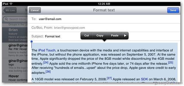 Apple iOS 5 Mail: Artık İletilere Metin Biçimlendirmesi Eklendi