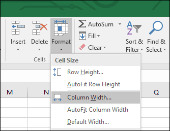 Excel sütunlu genişliği