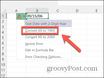 Excel'i 1900'e dönüştür