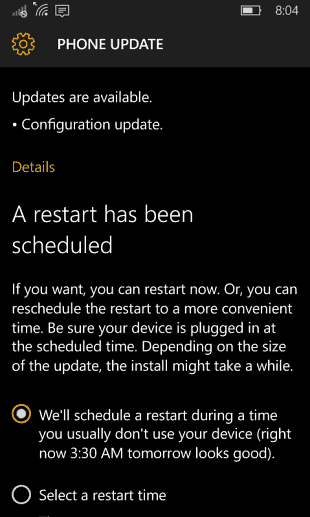 Windows 10 mobil Yapılandırma Güncelleştirmesi