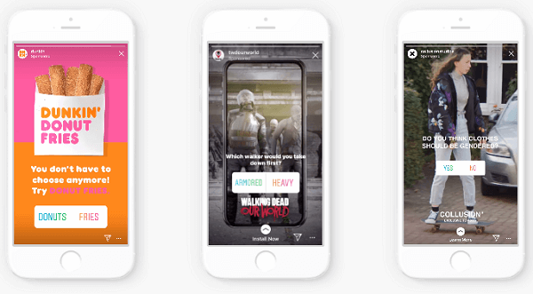 Instagram, anket çıkartmasıyla başlayarak sponsorlu Hikayelere etkileşimli öğeler ekleme seçeneğini ekledi.