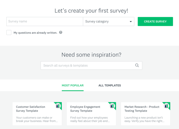 Sonuçlar sağlayan Facebook reklam teknikleri, Survey Monkey anketi oluşturma seçenekleri. 