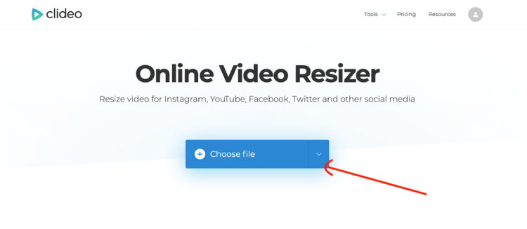 Clideo Online Video Resizer'a video yükle