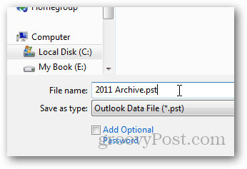 Outlook 2013 için pst dosyası nasıl oluşturulur - name pst