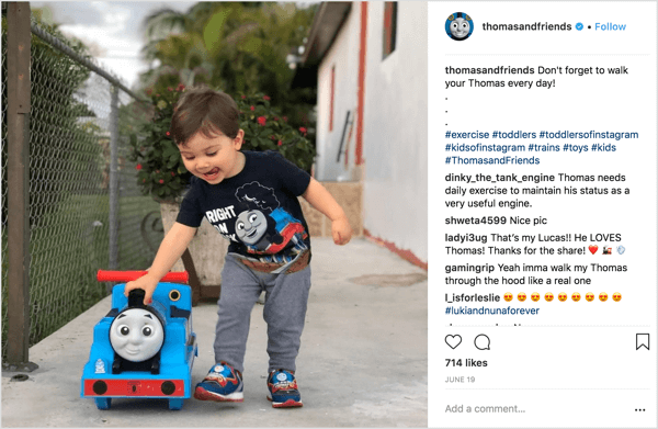 Thomas & Friends, markanın ürünlerini kullanan çocukların ebeveynleri tarafından gönderilen fotoğrafları paylaşıyor.