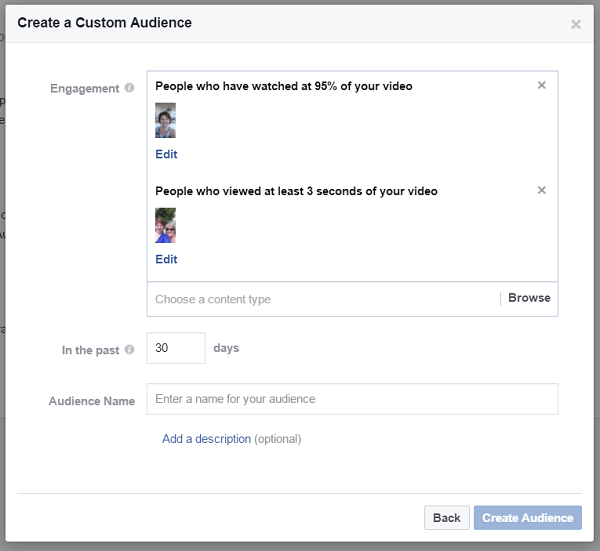 Facebook işletme sayfanızda farklı videolar izleyen özel bir kitle oluşturun.