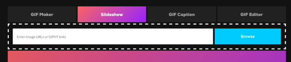 Bir dizi görüntüden bir GIF oluşturmak için Slayt Gösterisi seçeneğini tıklayın.