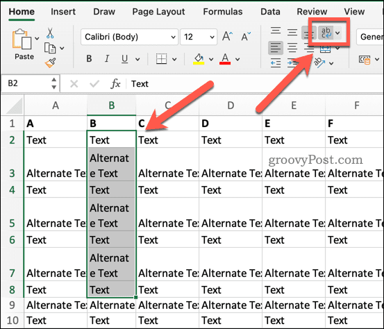 Excel'de metin kaydırma