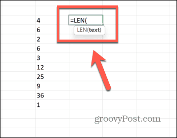 excel len işlevi