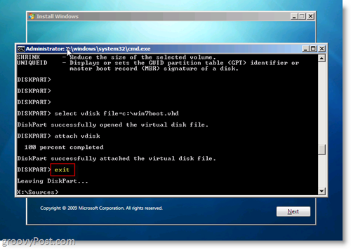 Windows 7 Yerel VHD Yükleme Çift Önyükleme Çıkış CMD İstemi