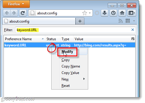 firefox 4 keyword.url dosyasını varsayılan sağlayıcıya değiştir