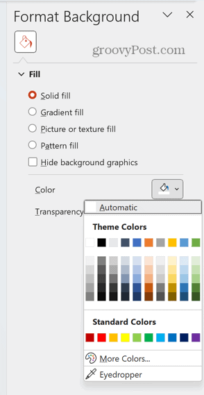 powerpoint arka plan rengini seç