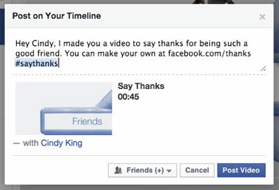 facebook bir arkadaş etiketi ile video gönderisine teşekkür ederim