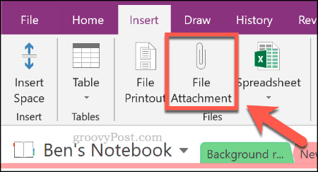 OneNote'ta bir Excel belgesini dosya eki olarak ekleme