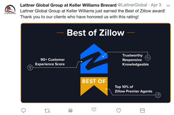 Keller Williams Brevard'da Lattner Global Group tarafından pazarlamanızda sosyal kanıtı nasıl kullanabilirsiniz, örnek ödül ve müşterilere sosyal teşekkür