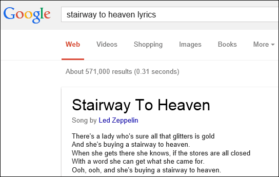 google şarkı sözleri gösteren