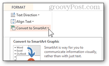 akıllı sanat dönüştürmek için akıllı madde işaretli liste madde işareti powerpoint power point dönüştürmek 2013 özellik düğme biçimi seçenekleri