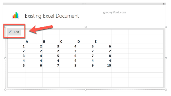 OneNote'ta varolan bir Excel e-tablosunu düzenleme