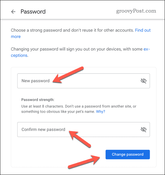 Yeni bir Gmail şifresi belirleyin