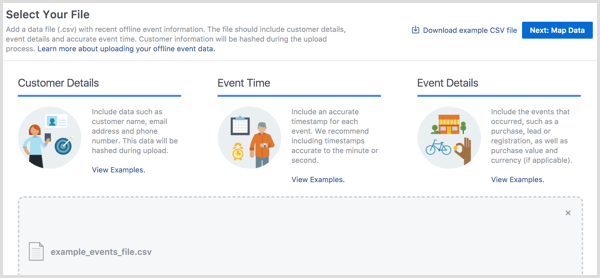 Facebook Business Manager çevrimdışı etkinlikleri yükler