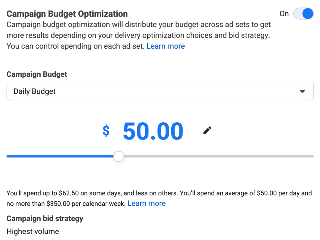 Reklam Yöneticisi'ndeki Kampanya Bütçesi Optimizasyonu bölümünün resmi