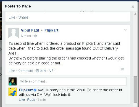flipkart facebook yanıtı