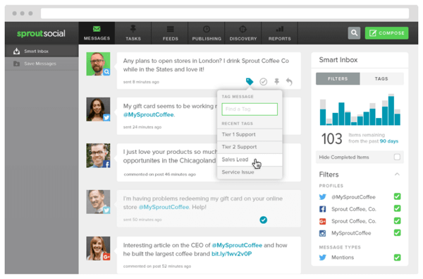 sproutsocial biletleme örneği