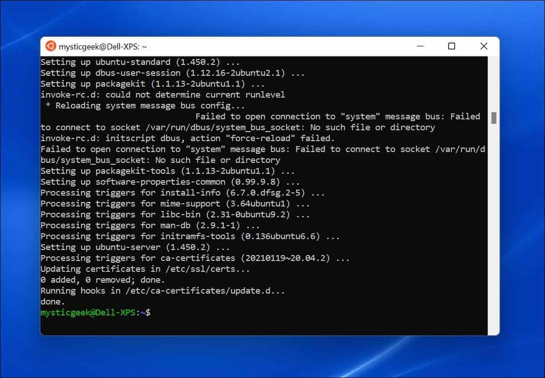 Windows 11 Çalıştıran Ubuntu Bash