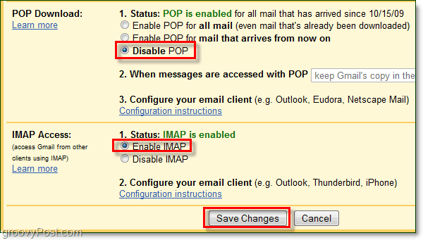 IMAP kullanarak Gmail'i Outlook 2010'a bağlama