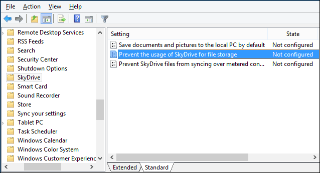 Windows 8.1'de SkyDrive / OneDrive'ı Gizleme veya Devre Dışı Bırakma