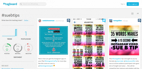 Instagram'daki benzersiz hashtaglerinizi talep etmek ve kontrol etmek için Tagboard'u kullanın. 