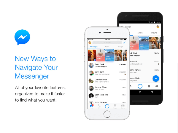 Facebook, Messenger ana ekranı için yeni bir görünüm ve yeni özellikler duyurdu.
