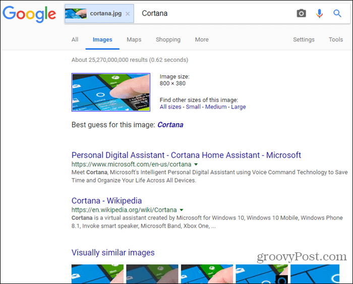 Google'daki resim arama sonuçları