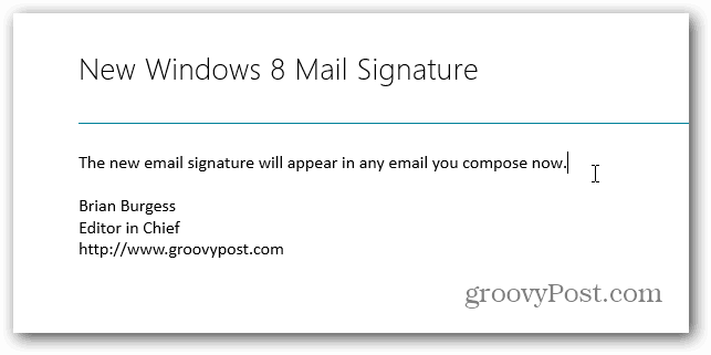 Windows 8 Mail'de Varsayılan İmzayı Değiştirme