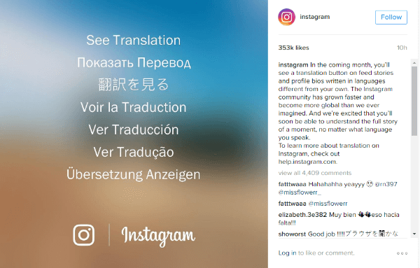 instagram çeviri düğmesi