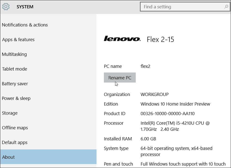 Lenovo Yeniden Adlandır
